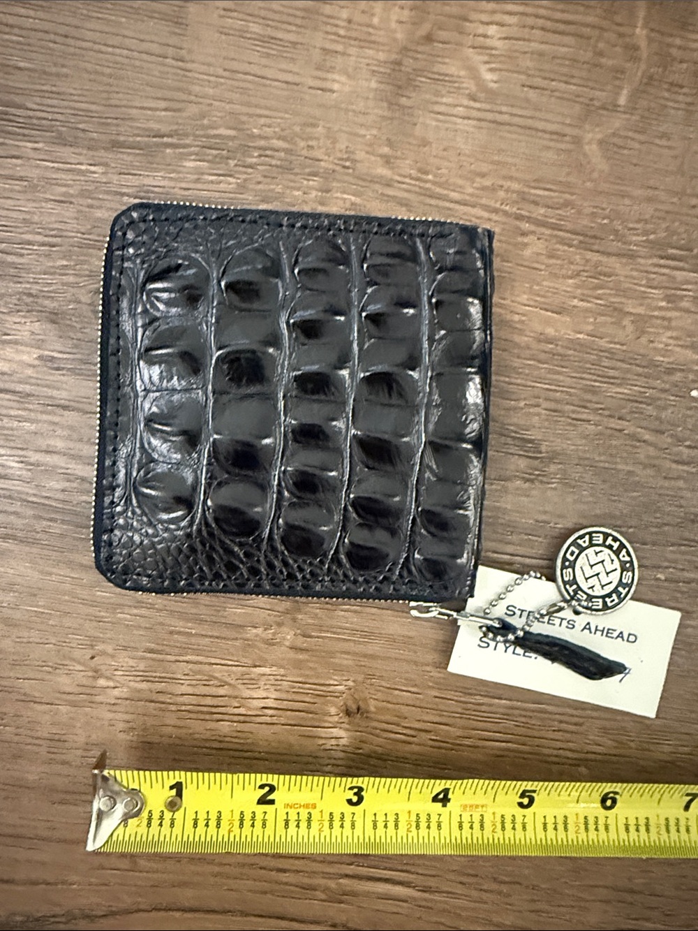 Streets Ahead Black Crocodile Zip Card Wallet